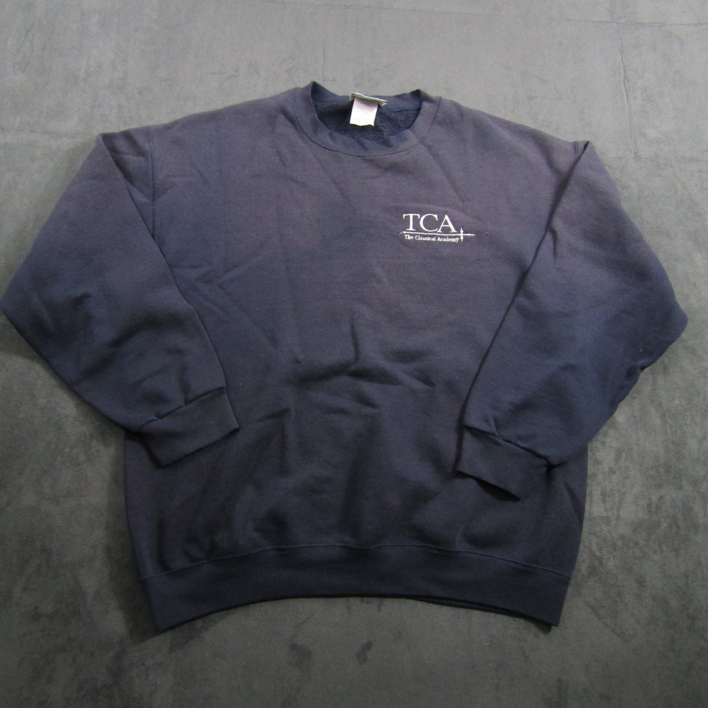 Lee Sweatshirt Mens L Navy Blue TCA The Classical Academy Heavyweight Crewneck